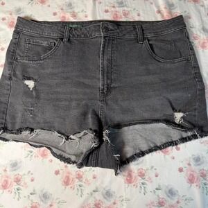 Wild Fable High Rise‎ Distressed Denim Shorts Women's Size 18 Black Cutoff